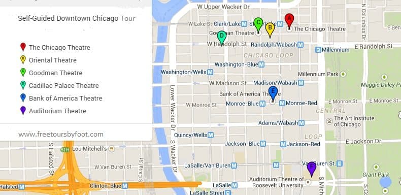 Chicago Theatre tour Map