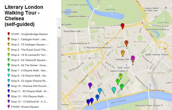 London Literary chelsea map