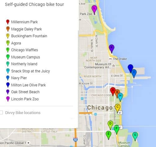Self-guided bike tour chicago map