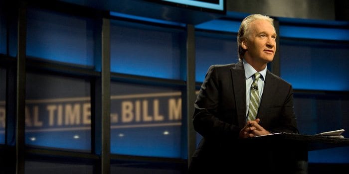 Bill Maher on his talk show 'Real Time'. Image Source: HBO.com