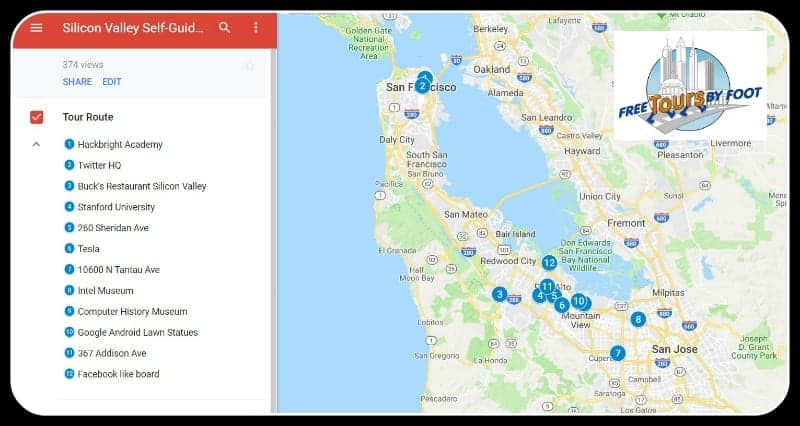 Silicon Valley Tour Map