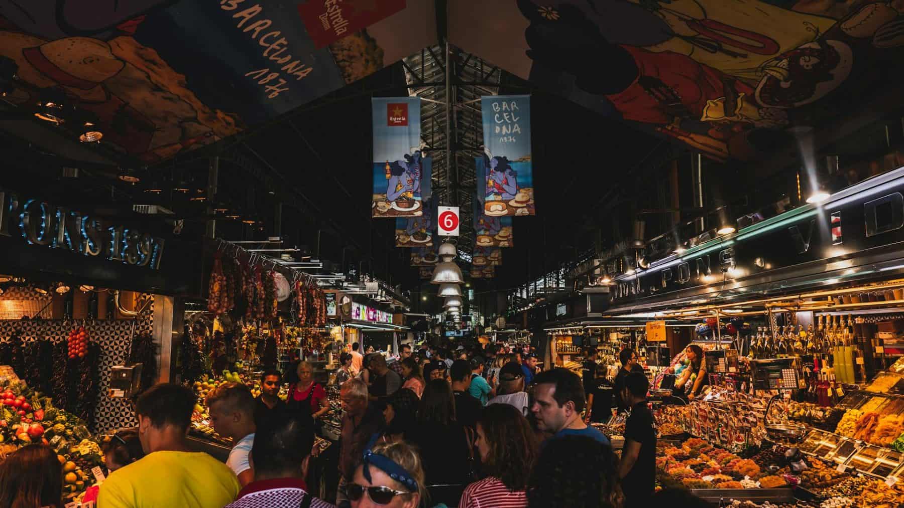 Boqueria in Barcelona at Night