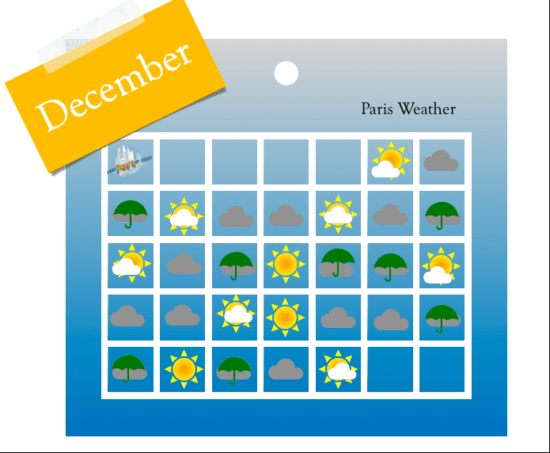 Weather Calendar Paris December