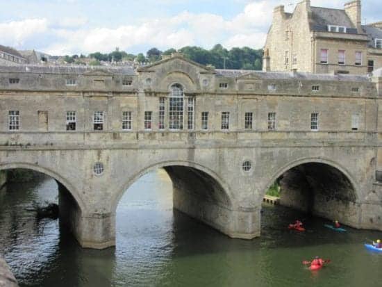 River in Bath, England with Kayaks 