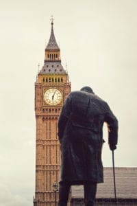 The Winston Churchill Statue with Big Ben in the background. Image Source: Pixabay user coombesy under CC0 Creative Commons license.