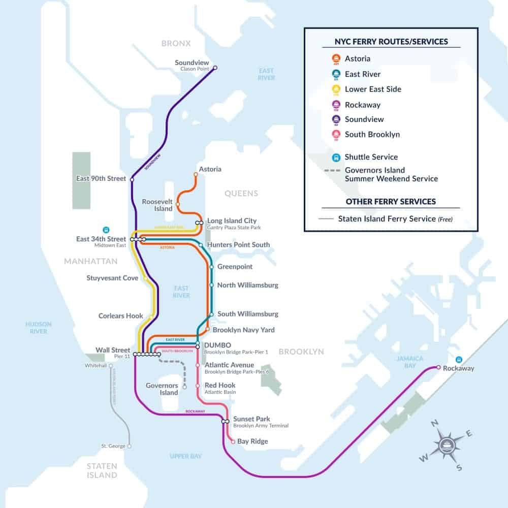 NYC Ferry Route Map