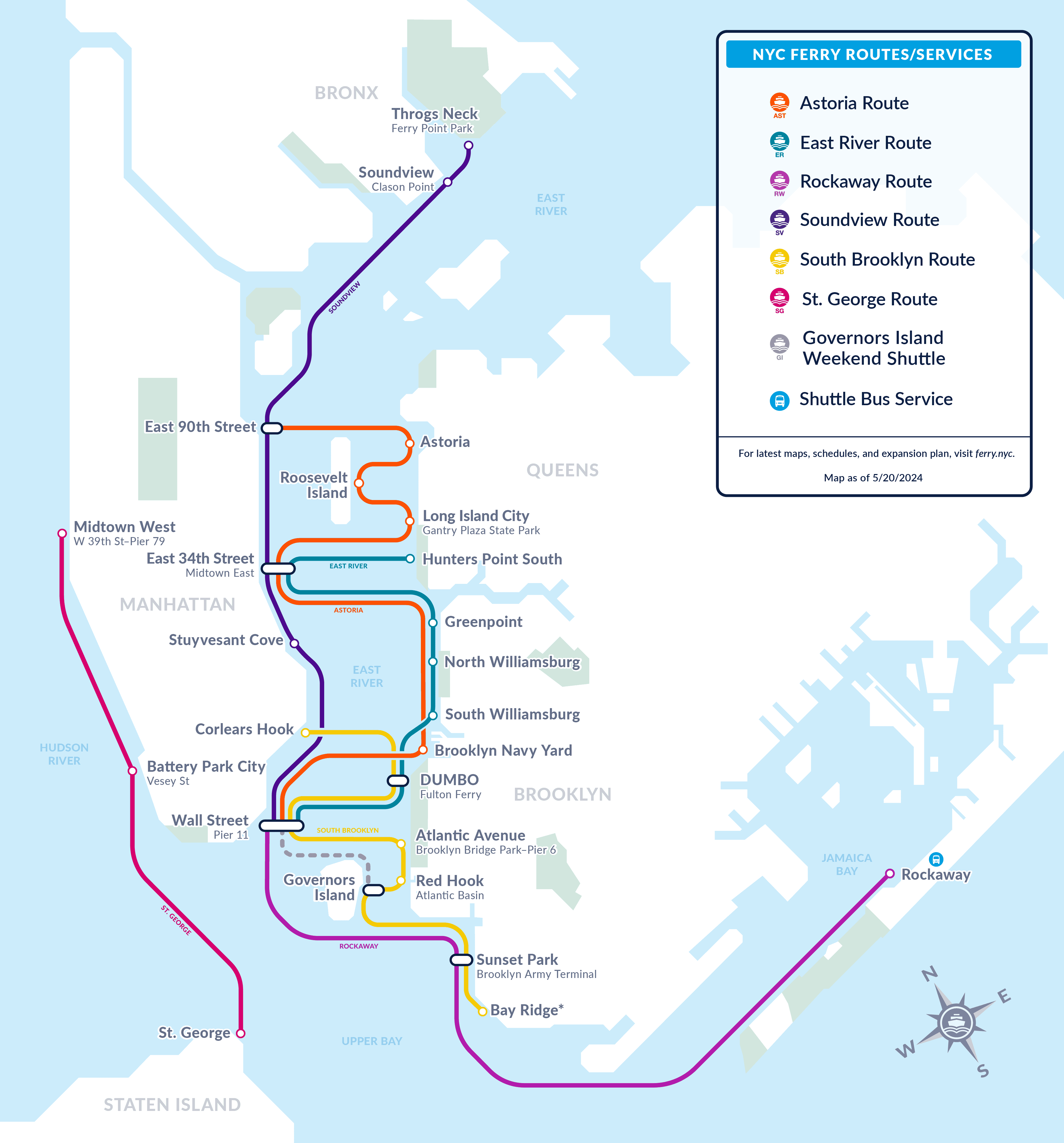 a map of the NYC Ferry routes