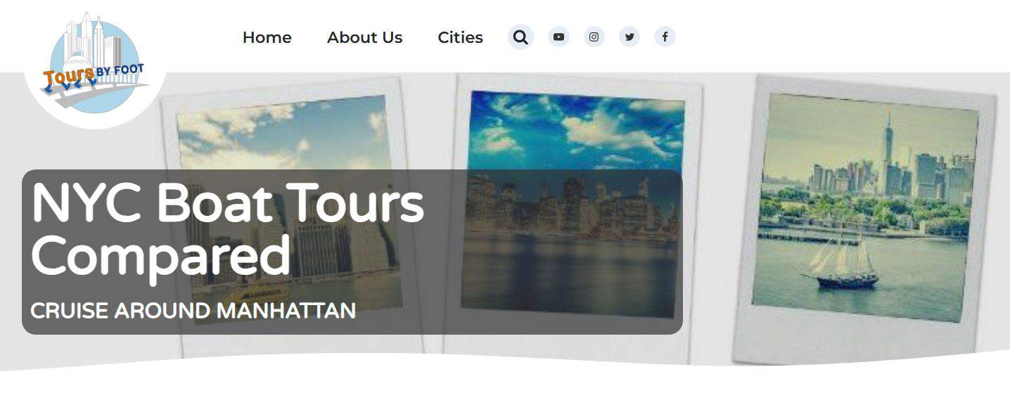 A screenshot of a webpage saying "NYC Boat Tours Compared
Cruise Around Manhattan"