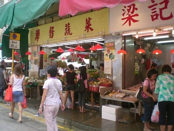 HK Wan Chai Market Tai Wo Street Leung Kee n Wan Chai Vegetable Shop