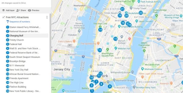 Free NYC Attractions Map