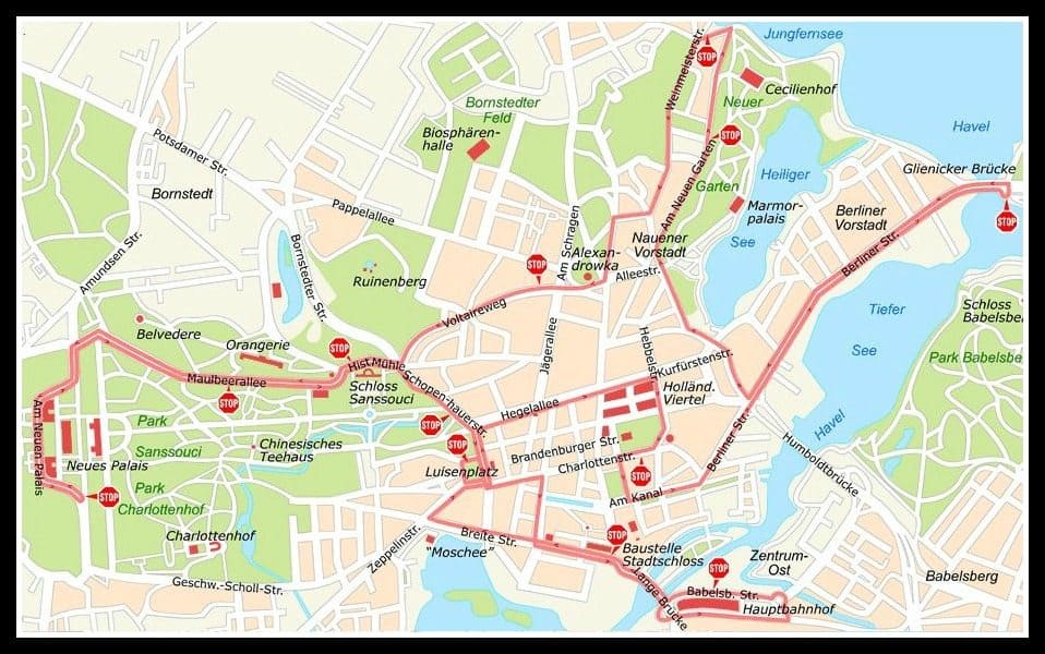 Potsdam Bus Tour Map