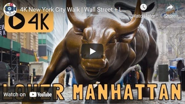 4K Walk of Wall Street Lower Manhattan Financial District Video