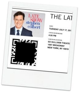 Colbert Show email ticket