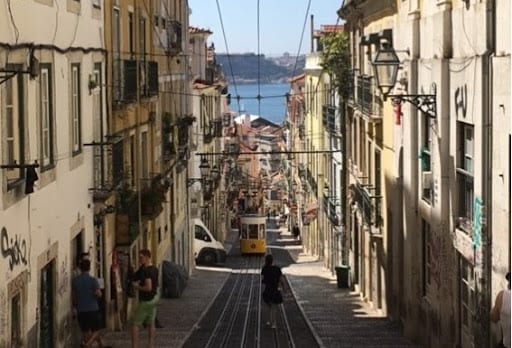 Lisbon Tram Climbing Hill