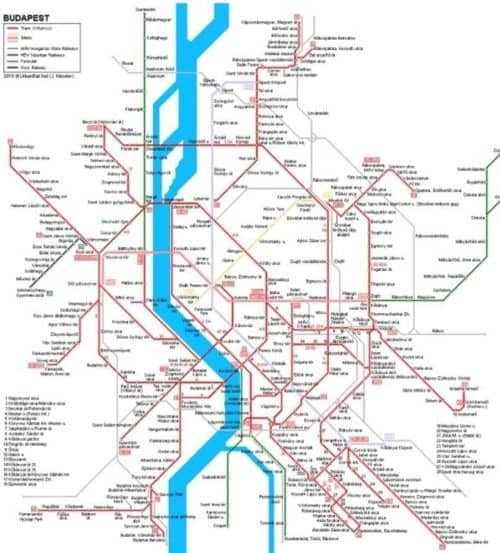 Budapest Public Transportation Tram Map