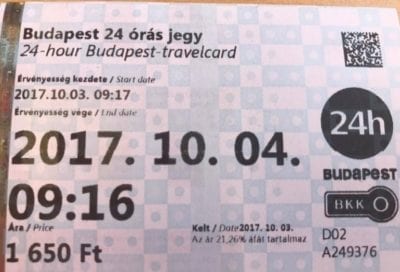 Budapest Transportation 24 Hour Ticket