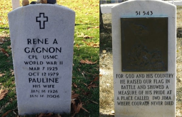 The Headstone of Rene Gagnon, Iwo Jima Flagraiser, at Arlington Cemetery