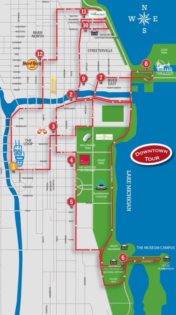Chicago Trolley and Double Decker Map
