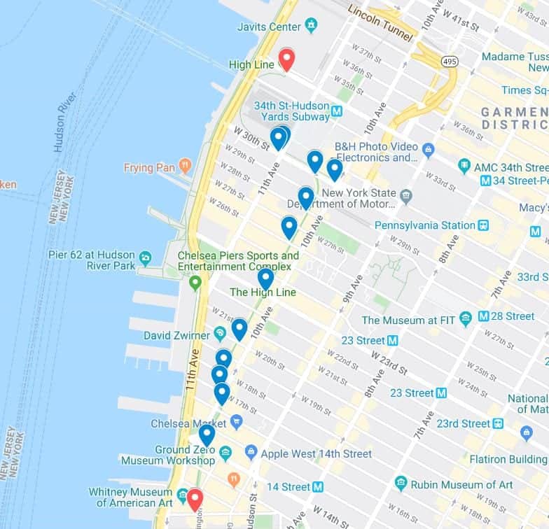 Map of Access Points to the High Line