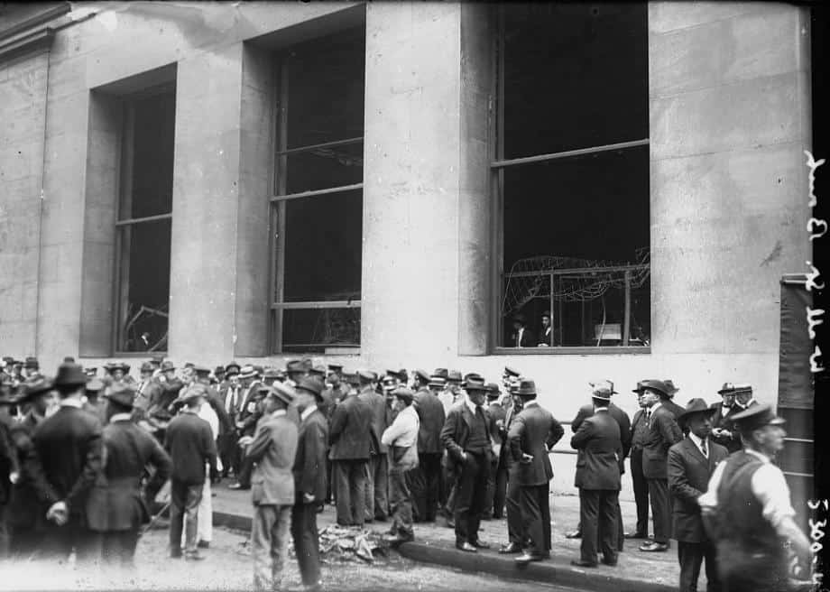 Explosion site of 1920 on Wall Street
