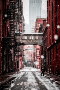 The Staple Street Skybridge in Winter. Image Source: Unsplash user Andre Benz under CC0 Creative Commons license.