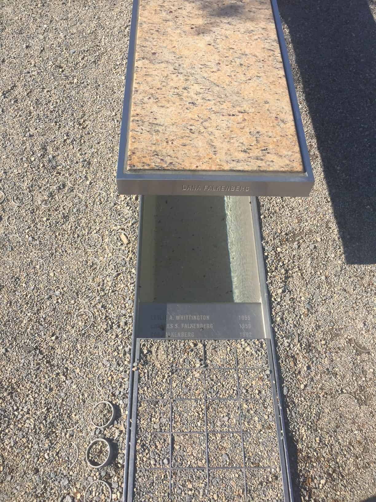 Names of victims at the memorial bench at the Pentagon memorial