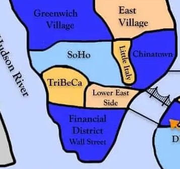 Map of Lower Manhattan neighborhoods