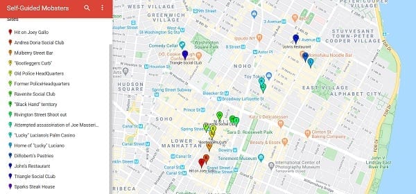 NYC Mafia Tour Map