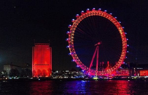 London Eye in Red, Yellow and Blue, London 