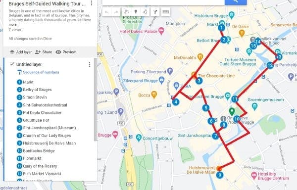 Bruges Walking Map