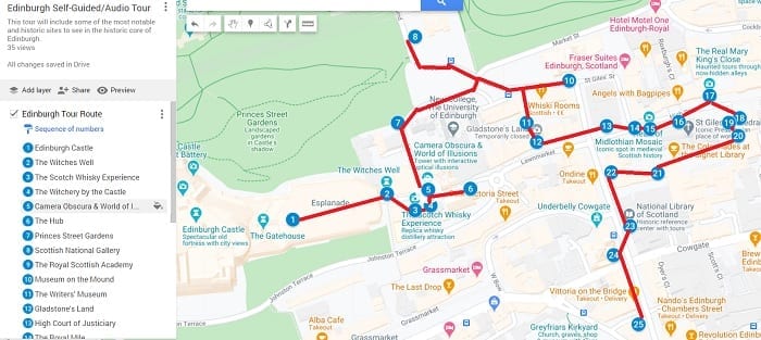 Edinburgh Walking Tour Map