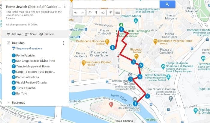 Rome Jewish Ghetto Tour Map