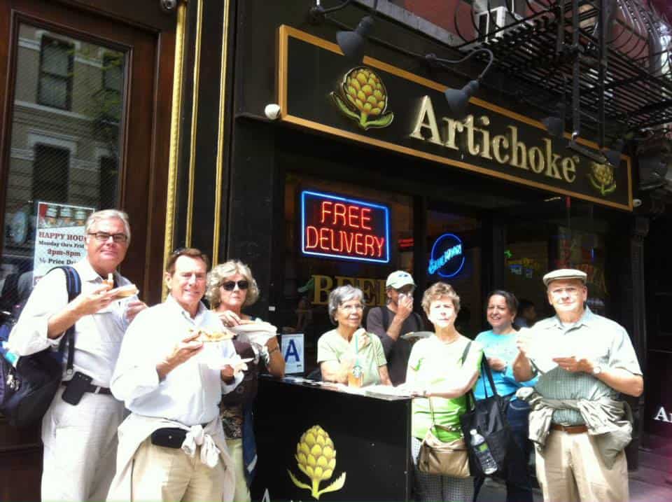 tour group at Artichoke pizza