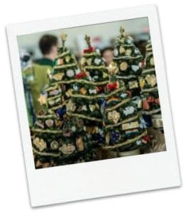 miniature Christmas tree trinkets at the Bust-Market