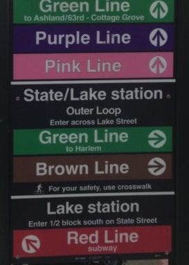 Chicago CTA Color-Coded Lines Sign