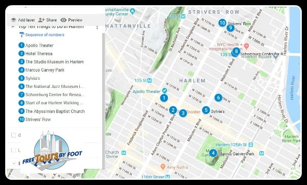 Map of Harlem Attractions and Things to Do