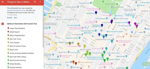Map of Midtown Manhattan Attractions