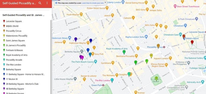Piccadilly Circus Walking Map