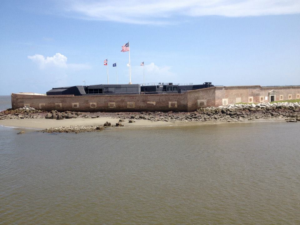 A view of Fort Sumter from the water as you arrive on the ferry