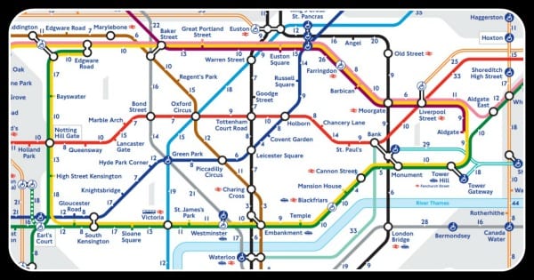 Map of Walking Distances between London Underground Stations