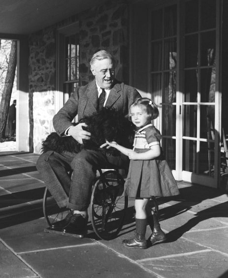 Roosevelt in a wheelchair