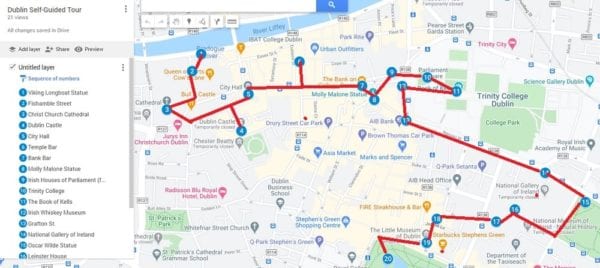 Dublin Walking Tour Map
