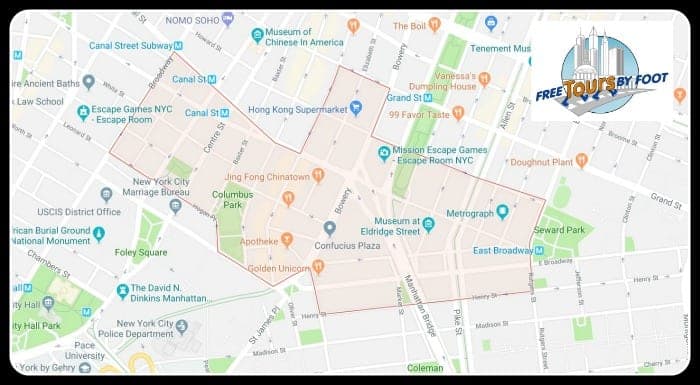 Map of Chinatown Manhattan