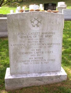 Gravesite of George Marshall at Arlington Cemetery