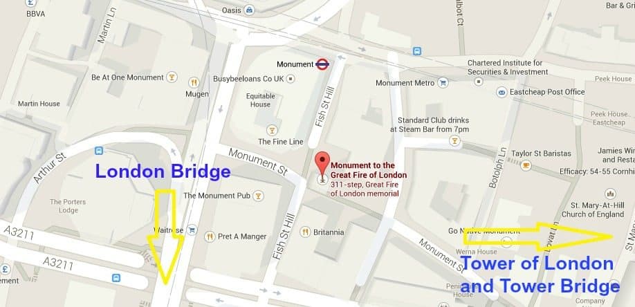 How to get to the Monument to the Great Fire of London