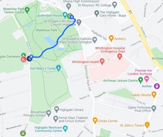 Highgate Cemetery Map | How to Get to Highgate Cemetery