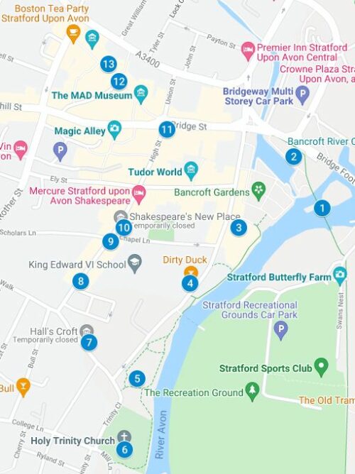 Stratford Upon Avon Walking Tour Stratford Upon Avon Self Guided Tour Map 500x668 