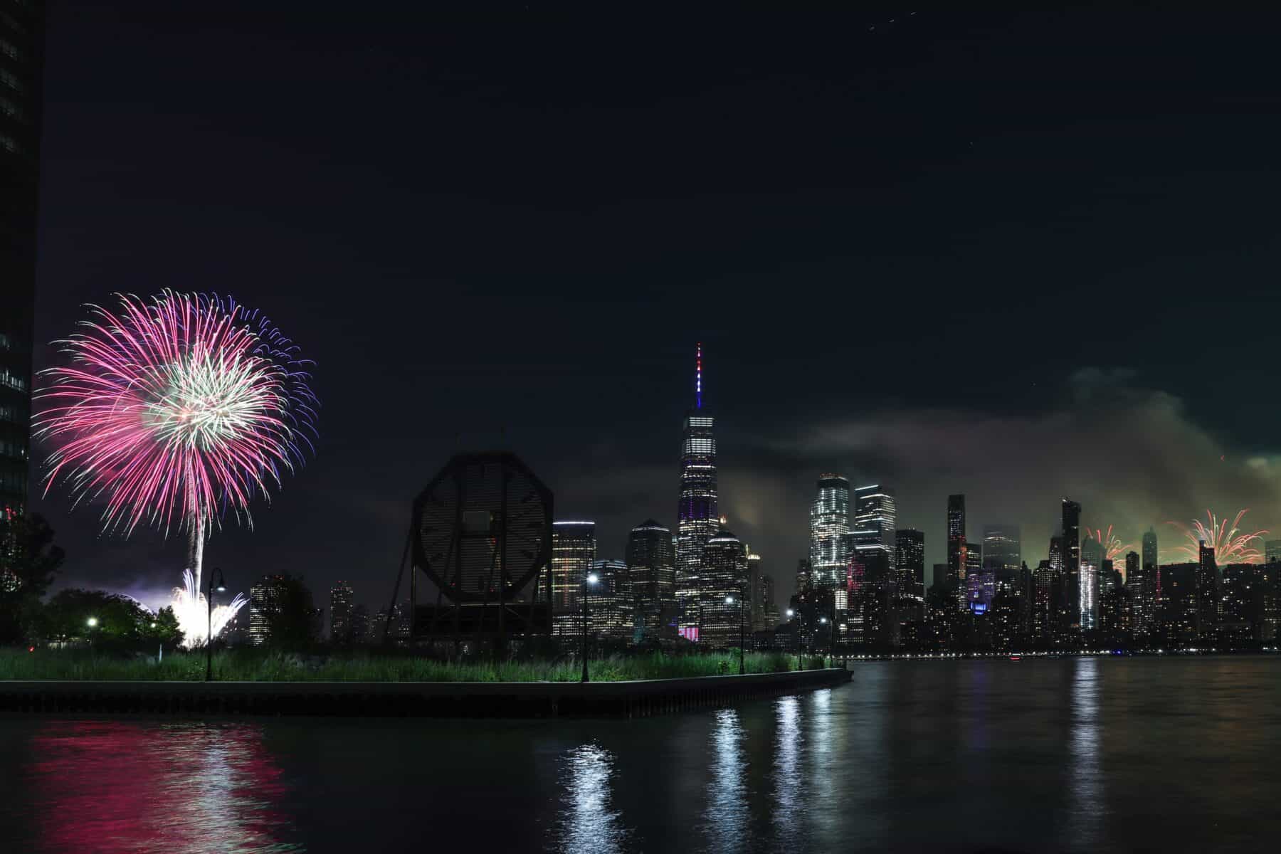 Macys Fireworks as seen from New Jersey