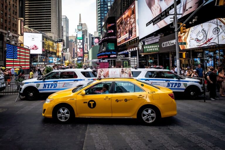 Police cars in Times Square