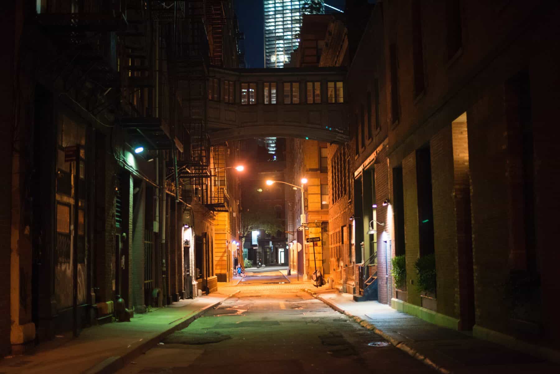 empty street at night in NYC